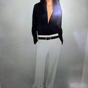 NWT Club Monaco High Rise Fluid Crepe Off White Trousers sz 4